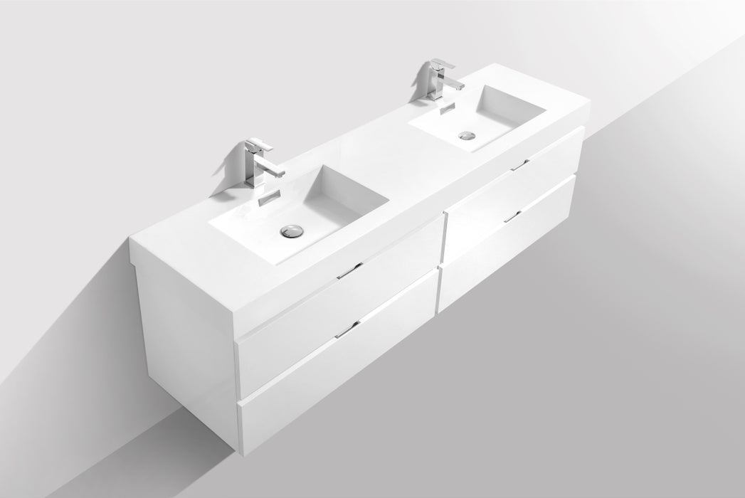 KubeBath | Bliss 80" Double Sink High Gloss White Wall Mount Modern Bathroom Vanity KubeBath - Vanities KubeBath   