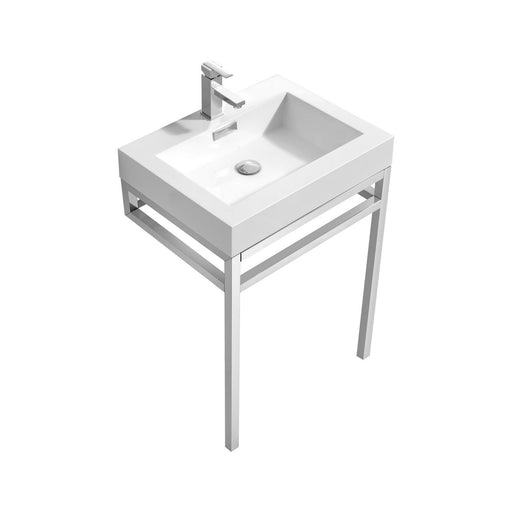 KubeBath | Haus 24" Stainless Steel Console w/ White Acrylic Sink - Chrome KubeBath - Vanities KubeBath   