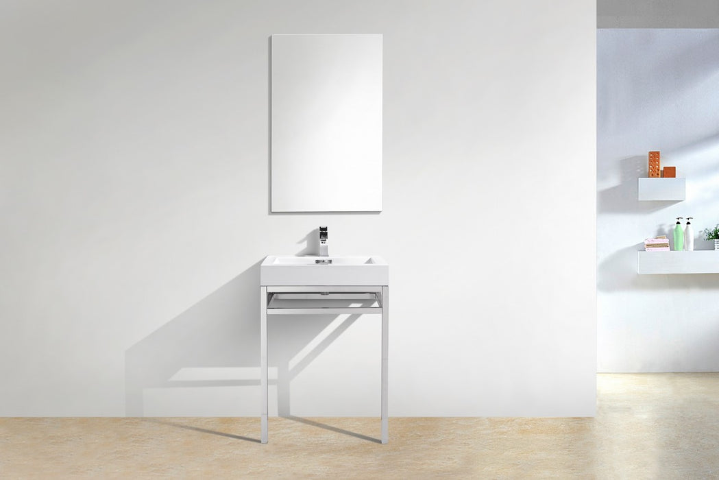 KubeBath | Haus 24" Stainless Steel Console w/ White Acrylic Sink - Chrome KubeBath - Vanities KubeBath   