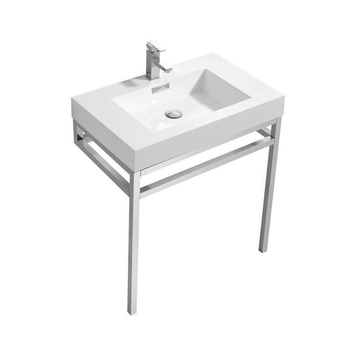 KubeBath | Haus 30" Stainless Steel Console w/ White Acrylic Sink - Chrome KubeBath - Vanities KubeBath   