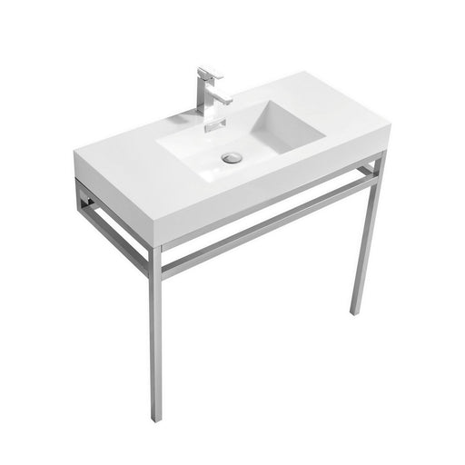 KubeBath | Haus 36" Stainless Steel Console w/ White Acrylic Sink - Chrome KubeBath - Vanities KubeBath   