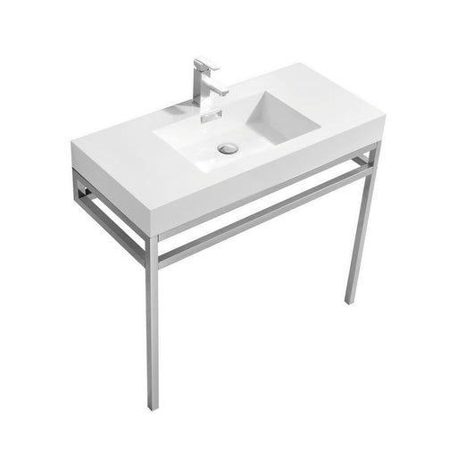 KubeBath | Haus 40" Stainless Steel Console w/ White Acrylic Sink - Chrome KubeBath - Vanities KubeBath   