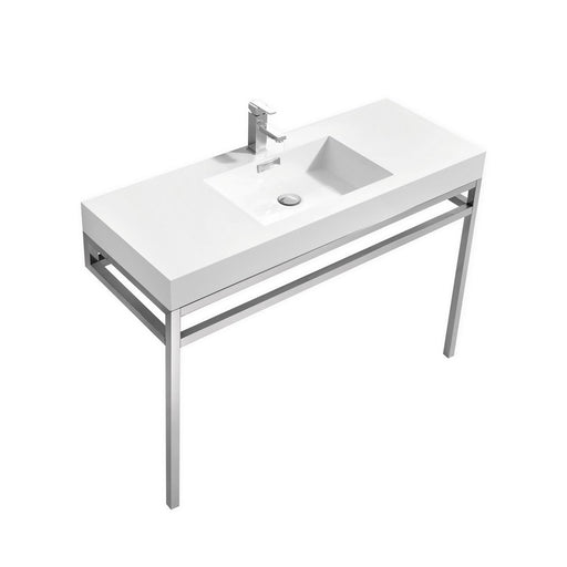 KubeBath | Haus 48" Stainless Steel Console w/ White Acrylic Sink - Chrome KubeBath - Vanities KubeBath   