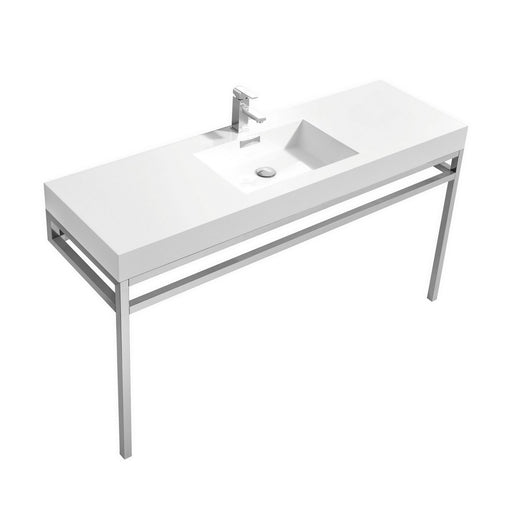 KubeBath | Haus 60" Single Sink Stainless Steel Console w/ White Acrylic Sink - Chrome KubeBath - Vanities KubeBath   