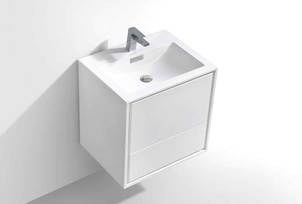 KubeBath | DeLusso 24" High Glossy White Wall Mount Modern Bathroom Vanity KubeBath - Vanities KubeBath   