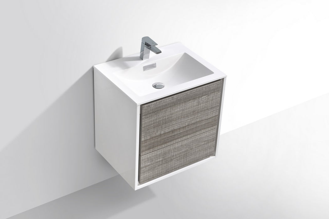 KubeBath | DeLusso 24" Ash Gray Wall Mount Modern Bathroom Vanity KubeBath - Vanities KubeBath   