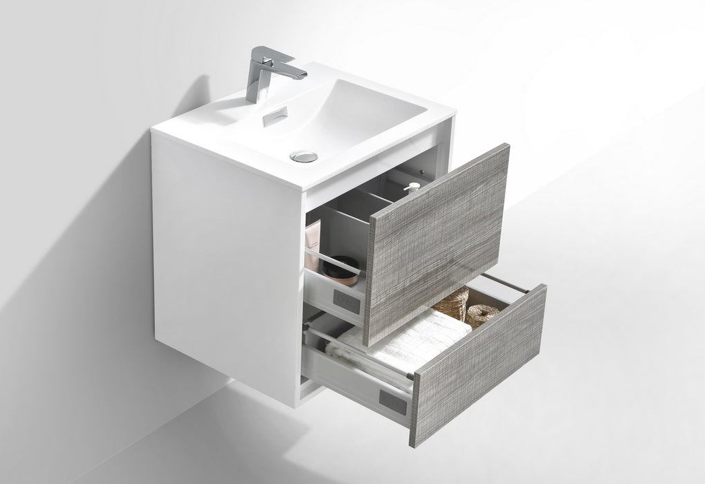 KubeBath | DeLusso 24" Ash Gray Wall Mount Modern Bathroom Vanity KubeBath - Vanities KubeBath   