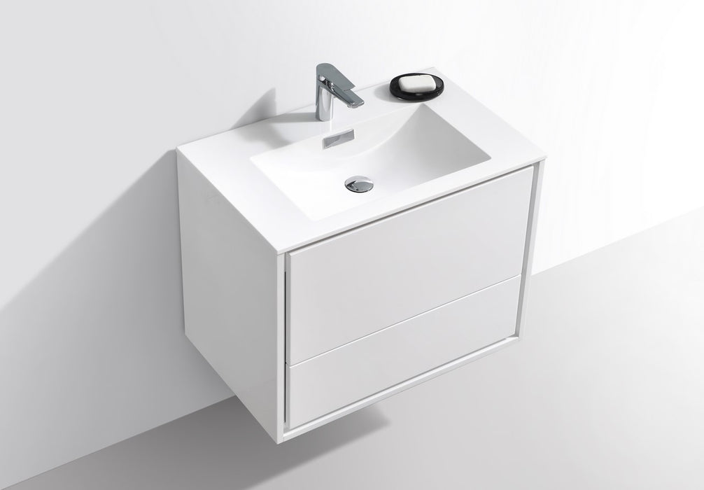 KubeBath | DeLusso 30" High Glossy White Wall Mount Modern Bathroom Vanity KubeBath - Vanities KubeBath   