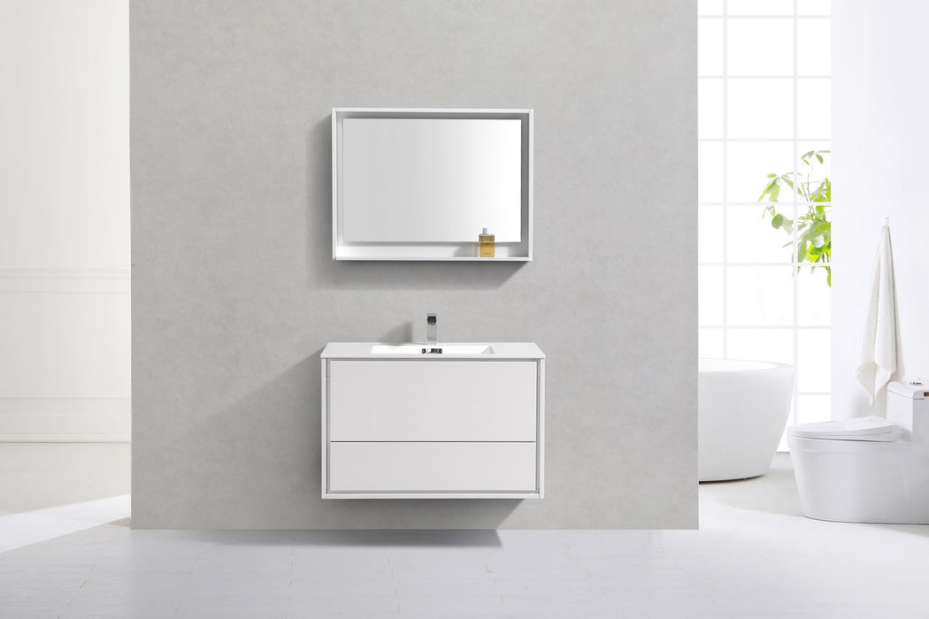 KubeBath | DeLusso 36" High Glossy White Wall Mount Modern Bathroom Vanity KubeBath - Vanities KubeBath   