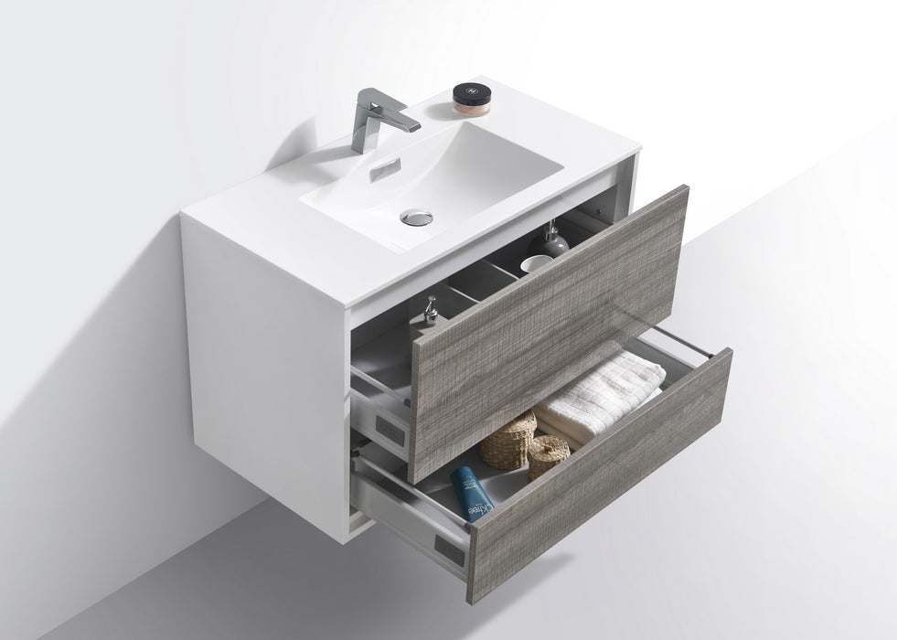 KubeBath | DeLusso 36" Ash Gray Wall Mount Modern Bathroom Vanity KubeBath - Vanities KubeBath   