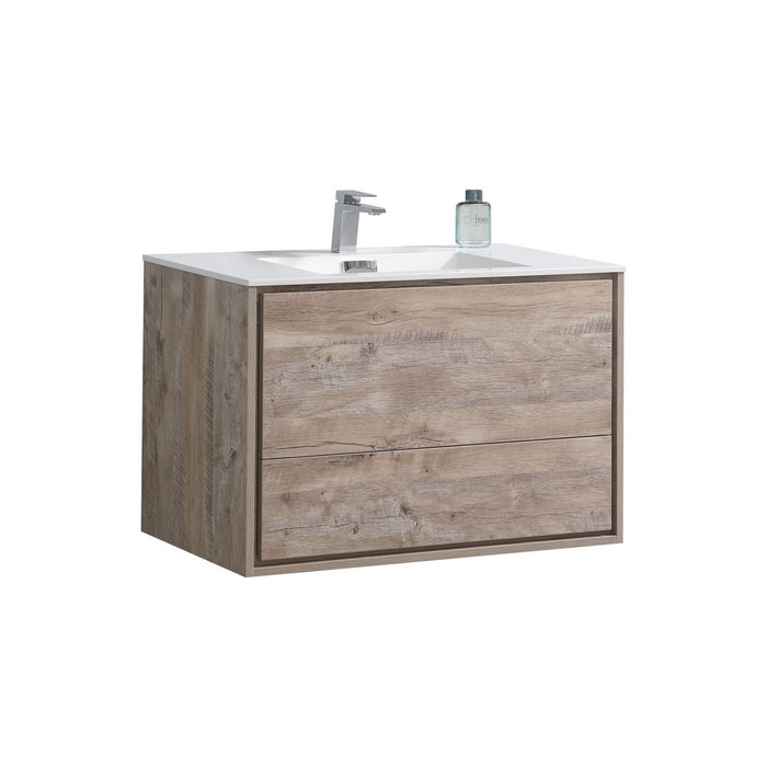 KubeBath | DeLusso 36" Nature Wood Wall Mount Modern Bathroom Vanity KubeBath - Vanities KubeBath   