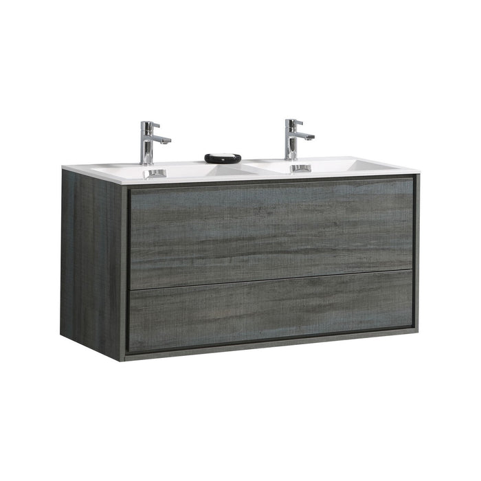 KubeBath | DeLusso 48" Double Sink Ocean Gray Wall Mount Modern Bathroom Vanity KubeBath - Vanities KubeBath   