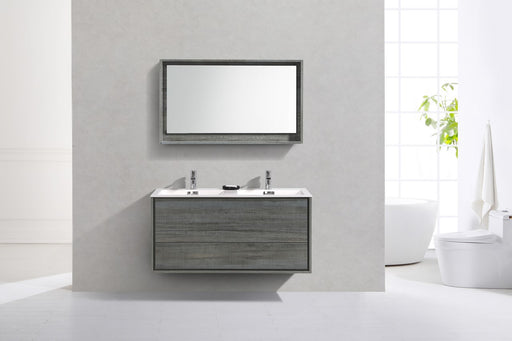 KubeBath | DeLusso 48" Double Sink Ocean Gray Wall Mount Modern Bathroom Vanity KubeBath - Vanities KubeBath   