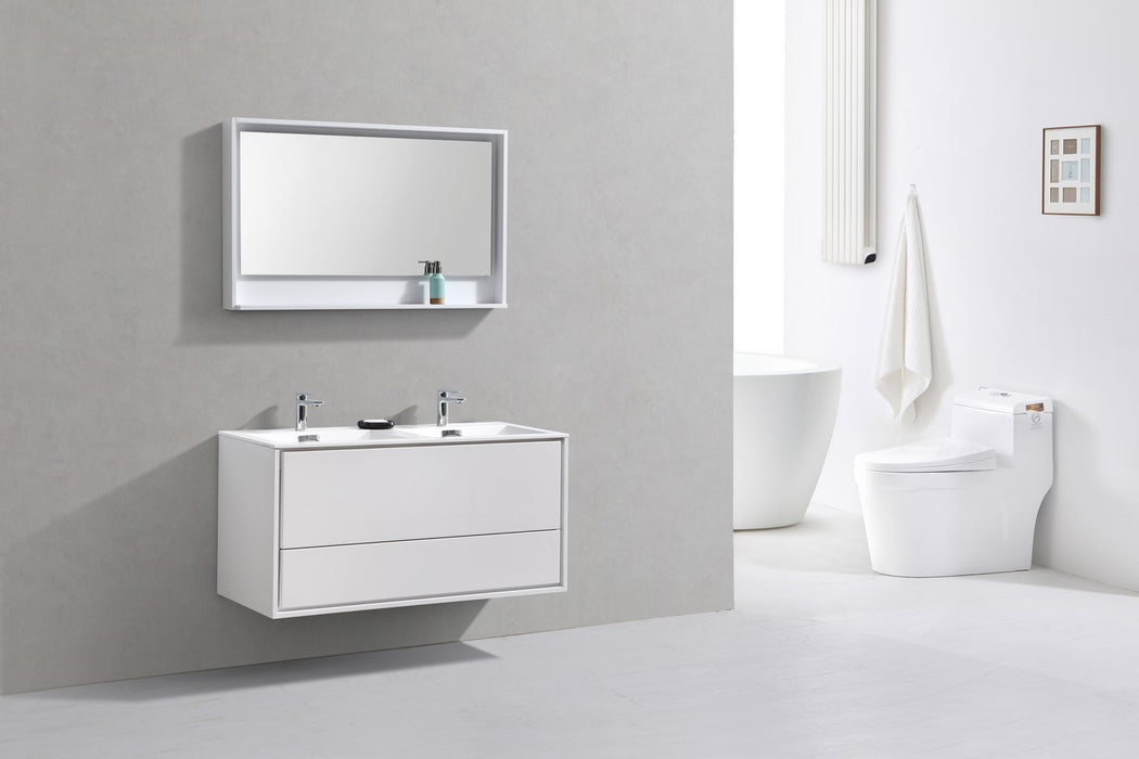 KubeBath | DeLusso 48" Double Sink High Glossy White Wall Mount Modern Bathroom Vanity KubeBath - Vanities KubeBath   