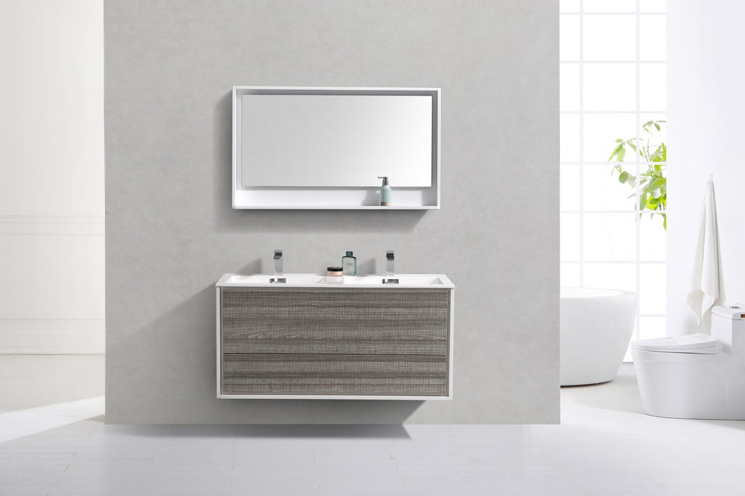 KubeBath | DeLusso 48" Double Sink Ash Gray Wall Mount Modern Bathroom Vanity KubeBath - Vanities KubeBath   