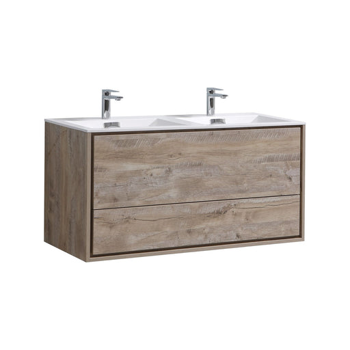 KubeBath | DeLusso 48" Double Sink Nature Wood Wall Mount Modern Bathroom Vanity KubeBath - Vanities KubeBath   