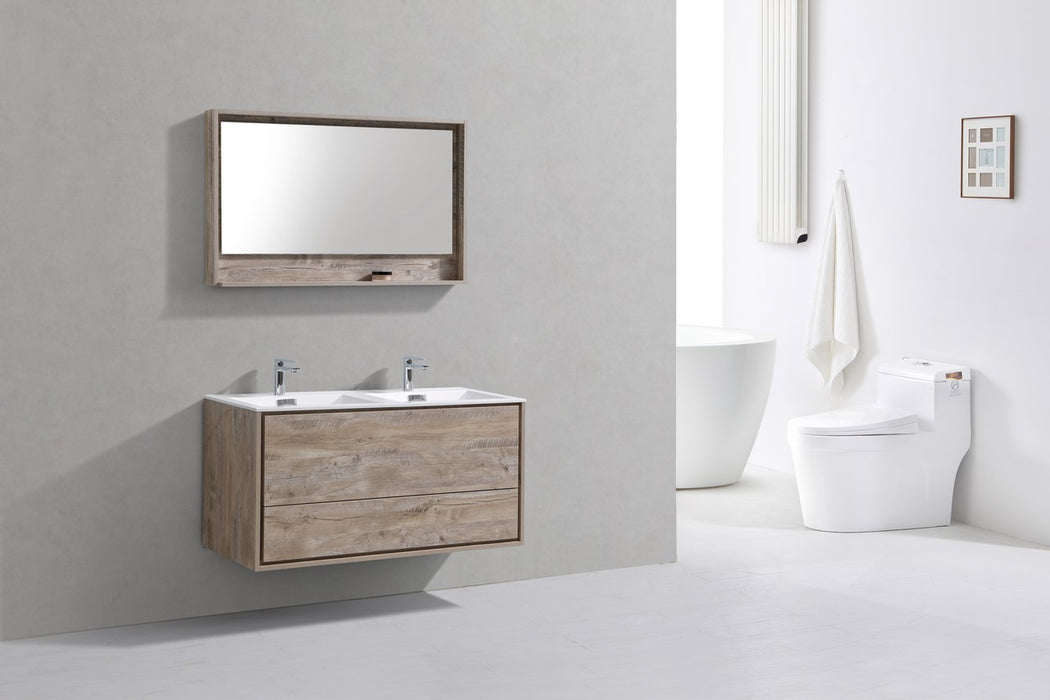 KubeBath | DeLusso 48" Double Sink Nature Wood Wall Mount Modern Bathroom Vanity KubeBath - Vanities KubeBath   