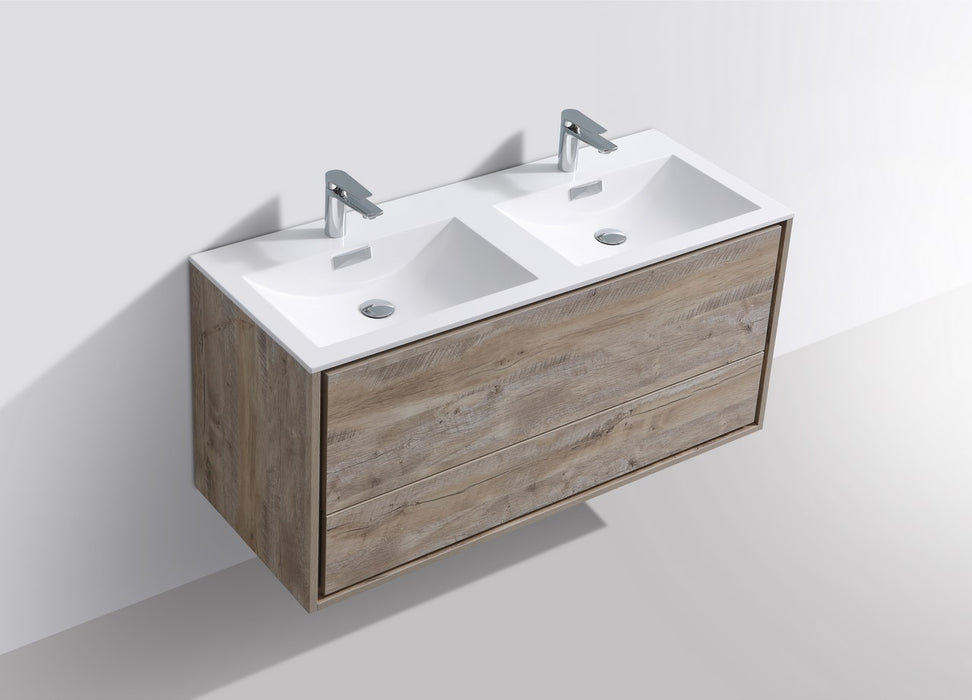 KubeBath | DeLusso 48" Double Sink Nature Wood Wall Mount Modern Bathroom Vanity KubeBath - Vanities KubeBath   