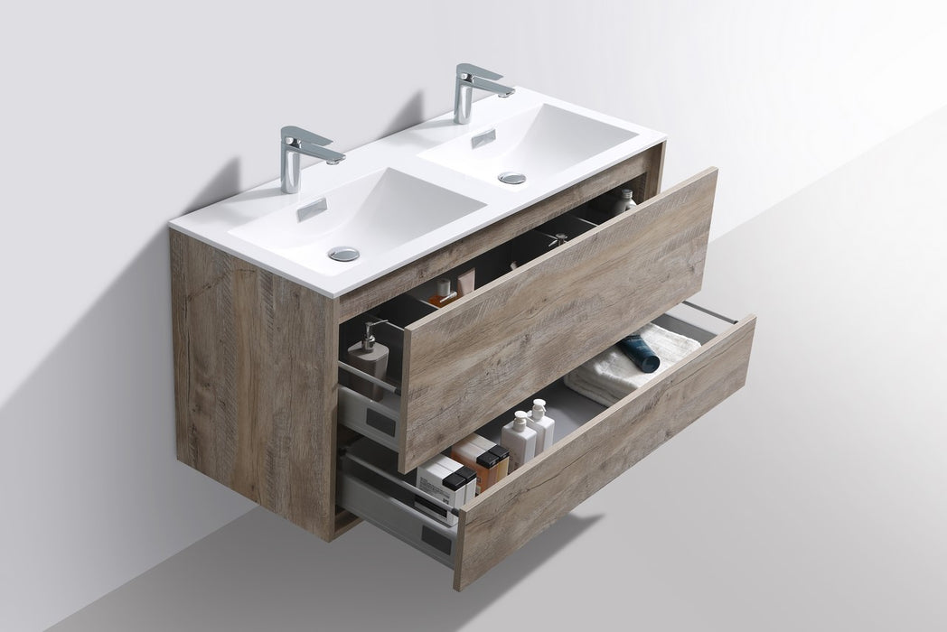 KubeBath | DeLusso 48" Double Sink Nature Wood Wall Mount Modern Bathroom Vanity KubeBath - Vanities KubeBath   