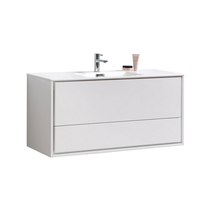 KubeBath | DeLusso 48" Single Sink High Glossy White Wall Mount Modern Bathroom Vanity KubeBath - Vanities KubeBath   