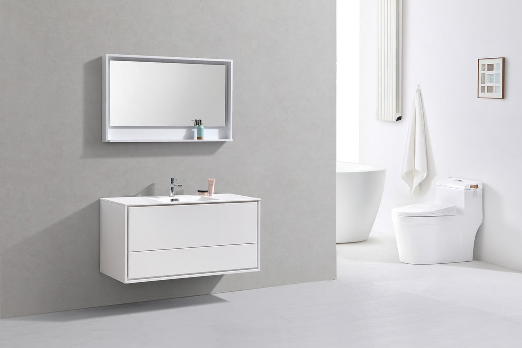 KubeBath | DeLusso 48" Single Sink High Glossy White Wall Mount Modern Bathroom Vanity KubeBath - Vanities KubeBath   