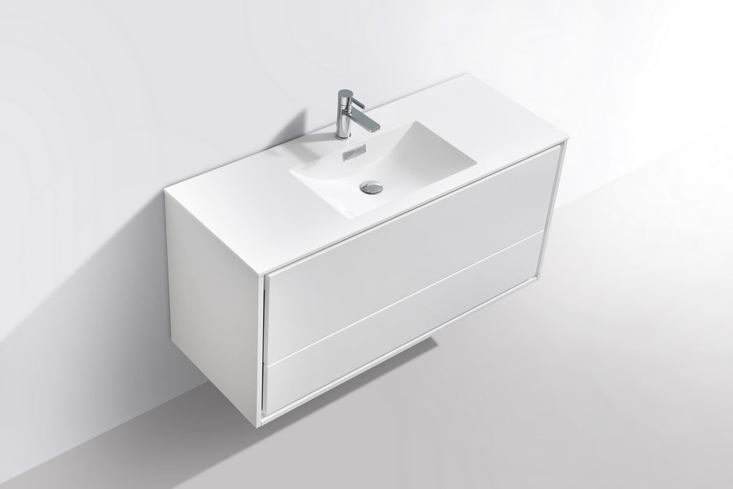 KubeBath | DeLusso 48" Single Sink High Glossy White Wall Mount Modern Bathroom Vanity KubeBath - Vanities KubeBath   