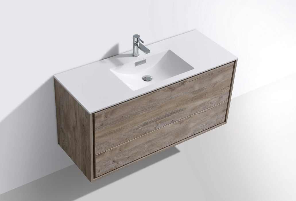 KubeBath | DeLusso 48" Single Sink Nature Wood Wall Mount Modern Bathroom Vanity KubeBath - Vanities KubeBath   