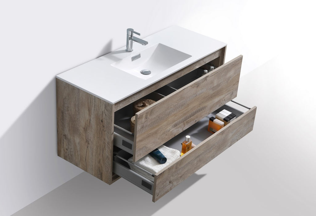 KubeBath | DeLusso 48" Single Sink Nature Wood Wall Mount Modern Bathroom Vanity KubeBath - Vanities KubeBath   