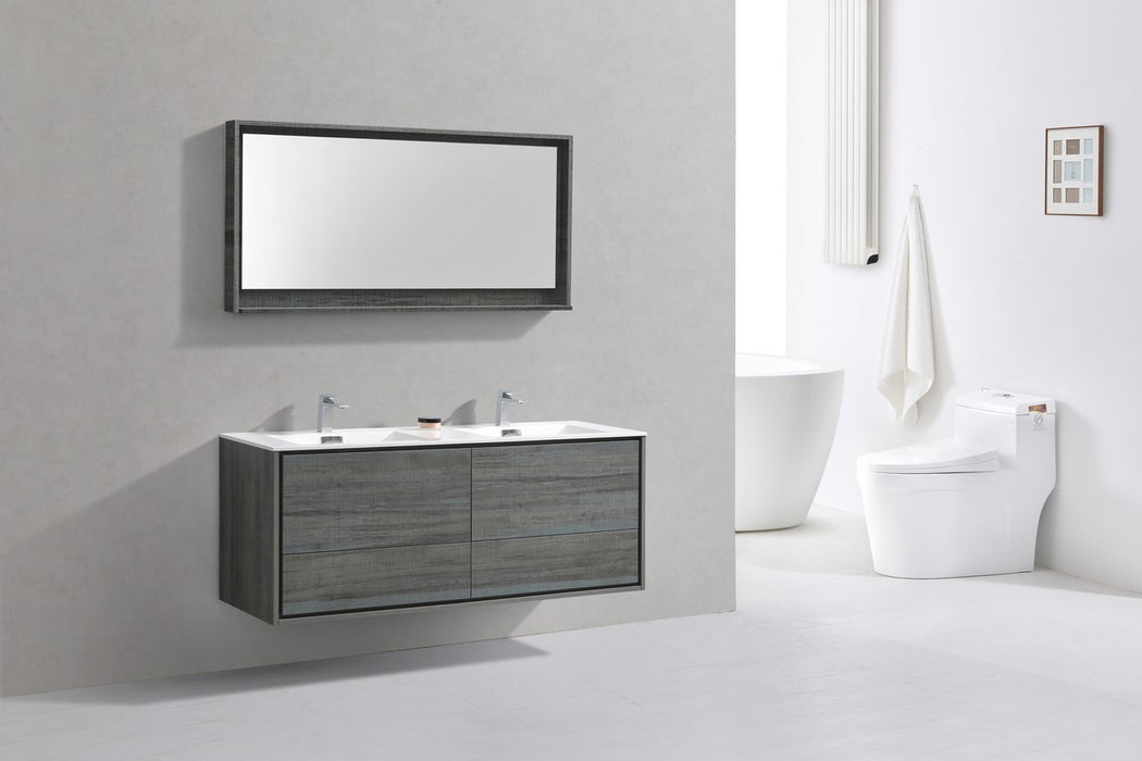 KubeBath | DeLusso 60" Double Sink Ocean Grey Wall Mount Modern Bathroom Vanity KubeBath - Vanities KubeBath   