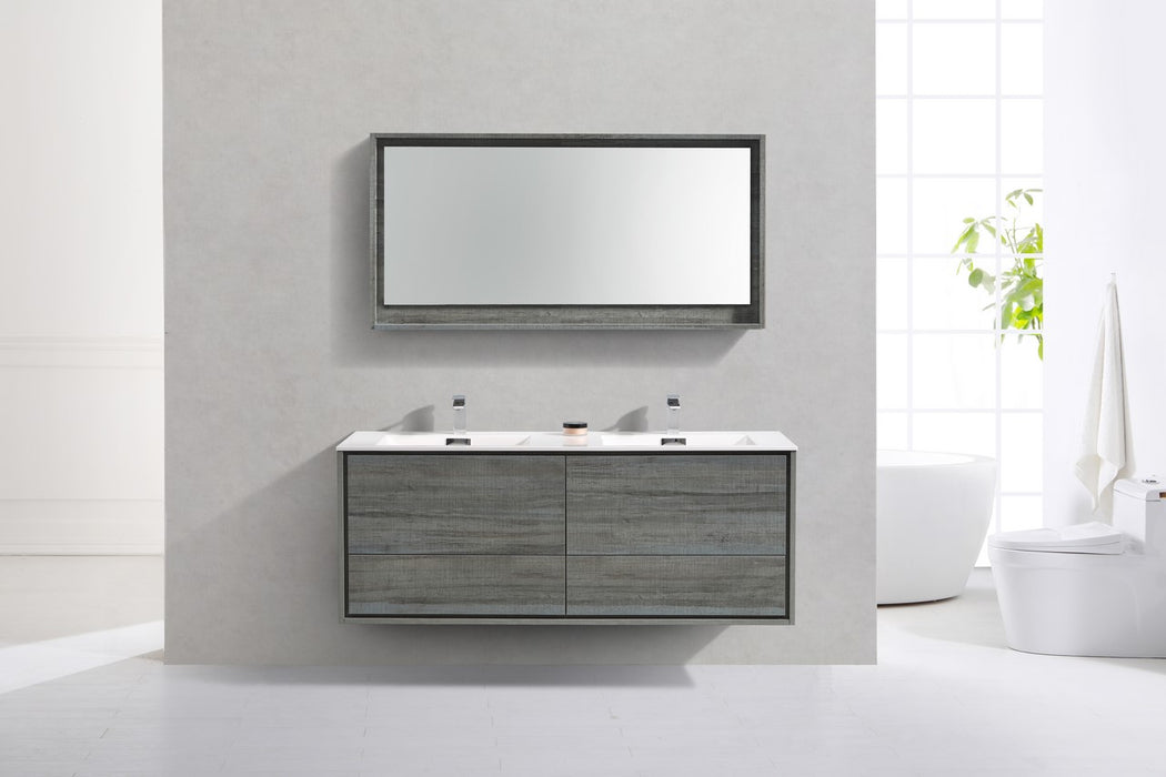 KubeBath | DeLusso 60" Double Sink Ocean Grey Wall Mount Modern Bathroom Vanity KubeBath - Vanities KubeBath   