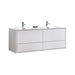 KubeBath | DeLusso 60" Double Sink High Glossy White Wall Mount Modern Bathroom Vanity KubeBath - Vanities KubeBath   