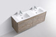 KubeBath | DeLusso 60" Double Sink Nature Wood Wall Mount Modern Bathroom Vanity KubeBath - Vanities KubeBath   