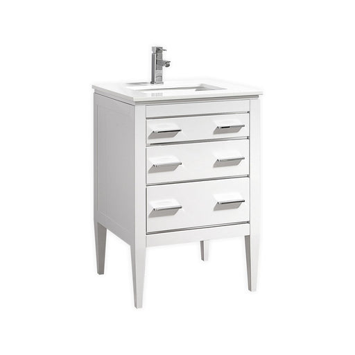 KubeBath | Eiffel 24'' High Gloss White Vanity W/ Quartz Counter Top KubeBath - Vanities KubeBath   