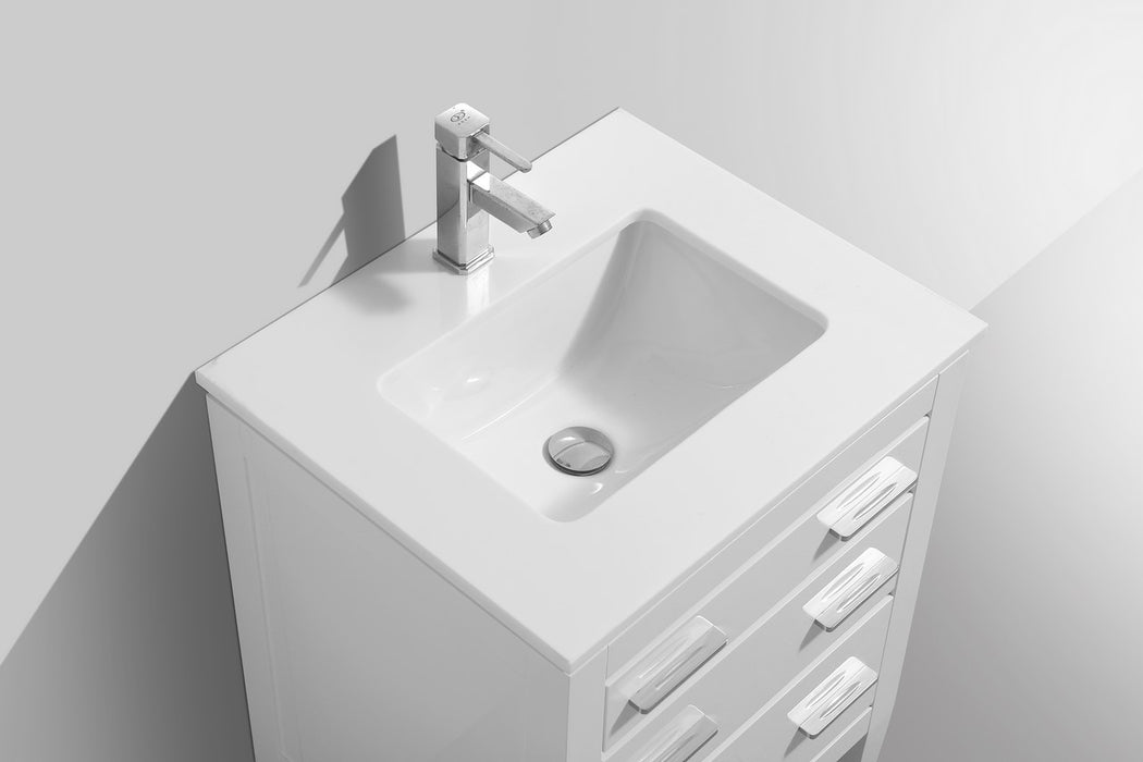 KubeBath | Eiffel 24'' High Gloss White Vanity W/ Quartz Counter Top KubeBath - Vanities KubeBath   