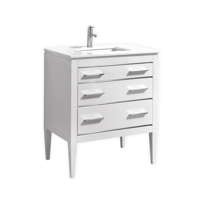 KubeBath | Eiffel 30'' High Gloss White Vanity W/ Quartz Counter Top KubeBath - Vanities KubeBath   