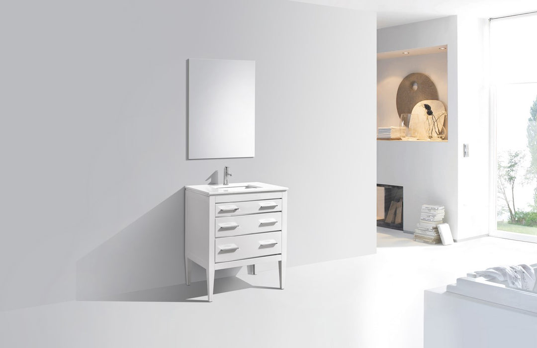 KubeBath | Eiffel 30'' High Gloss White Vanity W/ Quartz Counter Top KubeBath - Vanities KubeBath   