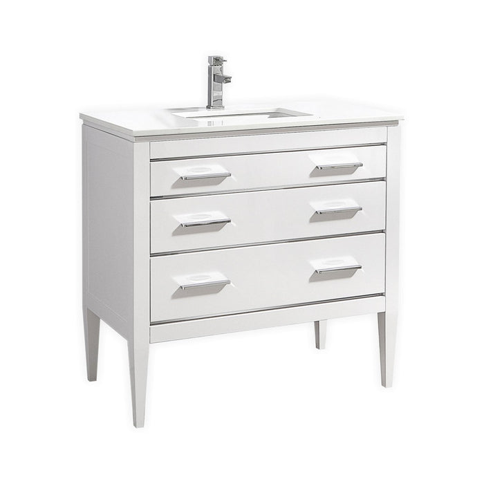 KubeBath | Eiffel 36'' High Gloss White Vanity W/ Quartz Counter Top KubeBath - Vanities KubeBath   