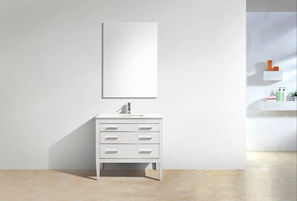 KubeBath | Eiffel 36'' High Gloss White Vanity W/ Quartz Counter Top KubeBath - Vanities KubeBath   