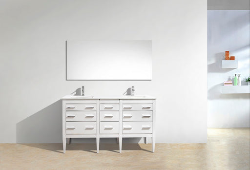 KubeBath | Eiffel 60'' Double Sink High Gloss White Vanity W/ Quartz Counter Top KubeBath - Vanities KubeBath   