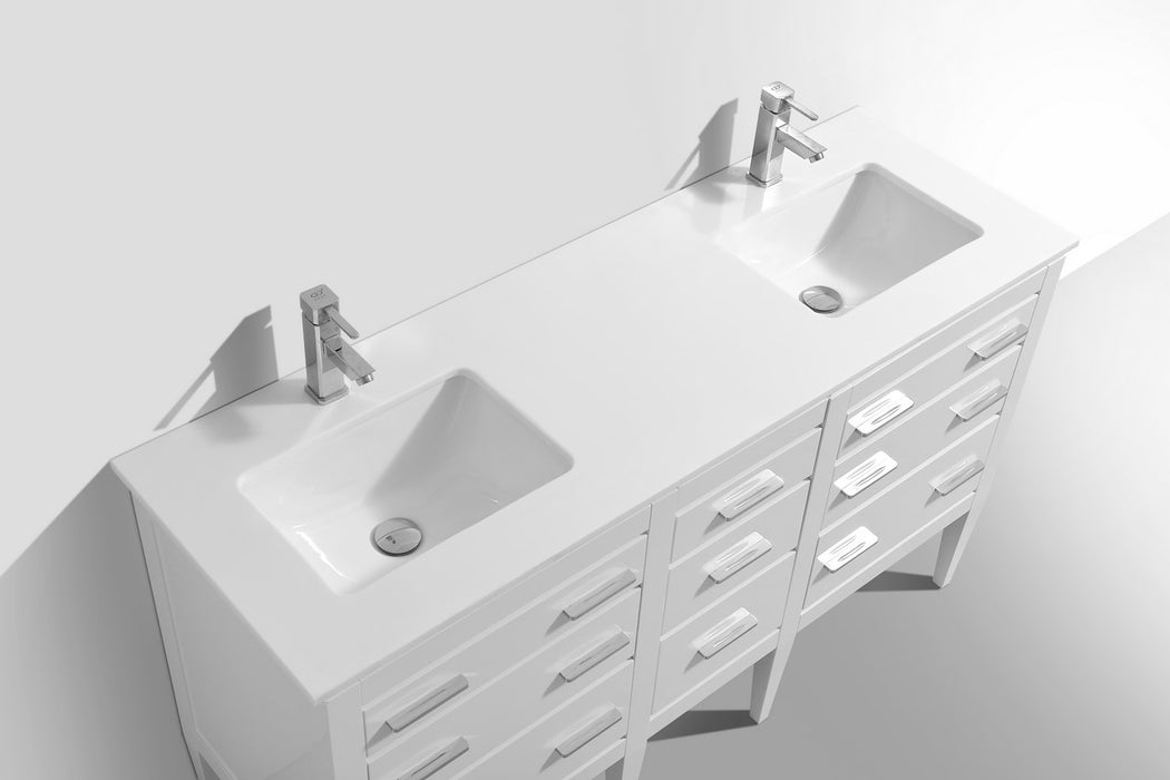 KubeBath | Eiffel 60'' Double Sink High Gloss White Vanity W/ Quartz Counter Top KubeBath - Vanities KubeBath   