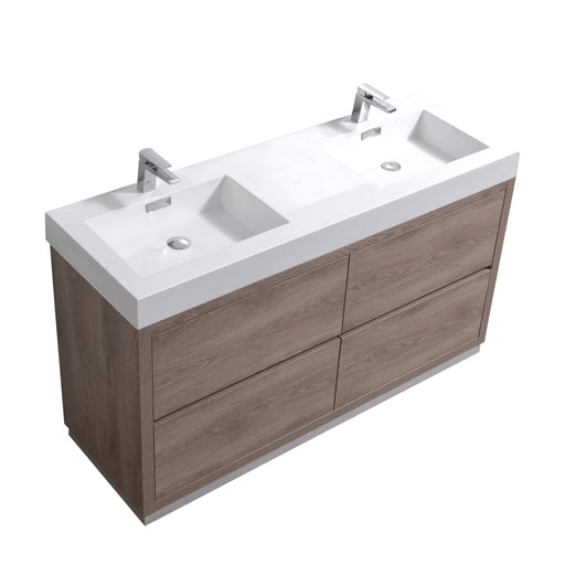 KubeBath | Bliss 60" Double Sink Butternut Free Standing Modern Bathroom Vanity KubeBath - Vanities KubeBath   