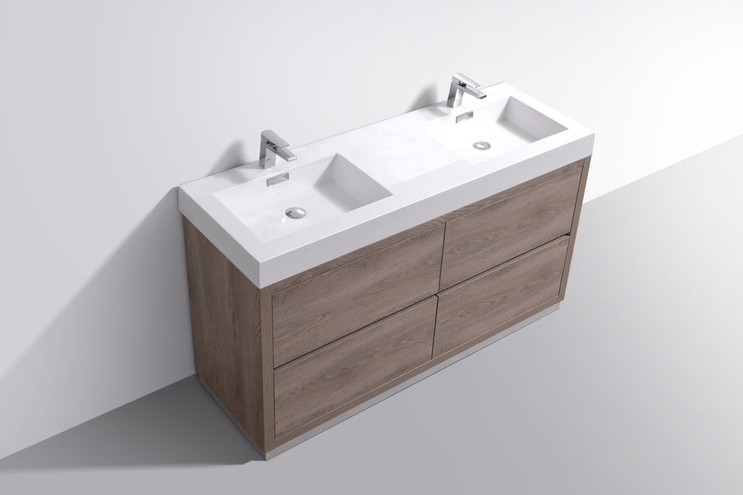 KubeBath | Bliss 60" Double Sink Butternut Free Standing Modern Bathroom Vanity KubeBath - Vanities KubeBath   