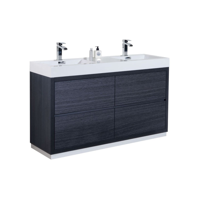 KubeBath | Bliss 60" Double Sink Gray Oak Free Standing Modern Bathroom Vanity KubeBath - Vanities KubeBath   