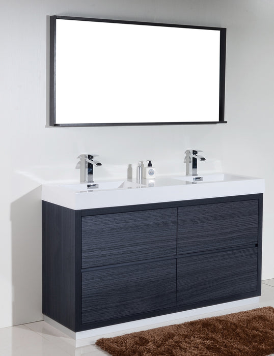 KubeBath | Bliss 60" Double Sink Gray Oak Free Standing Modern Bathroom Vanity KubeBath - Vanities KubeBath   