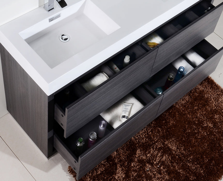 KubeBath | Bliss 60" Double Sink Gray Oak Free Standing Modern Bathroom Vanity KubeBath - Vanities KubeBath   