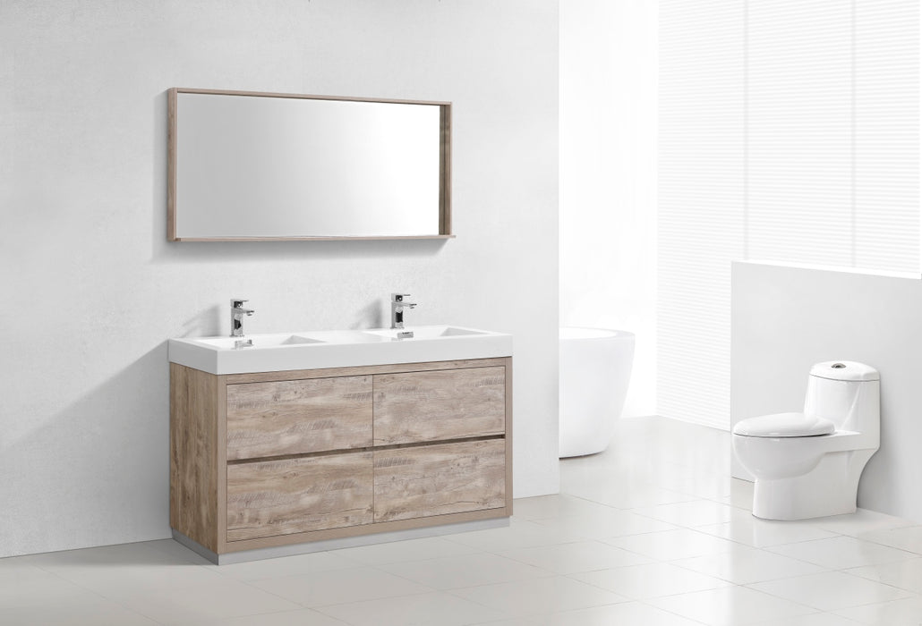 KubeBath | Bliss 60" Double Sink Nature Wood Free Standing Modern Bathroom Vanity KubeBath - Vanities KubeBath   