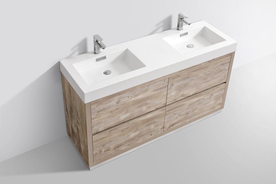 KubeBath | Bliss 60" Double Sink Nature Wood Free Standing Modern Bathroom Vanity KubeBath - Vanities KubeBath   