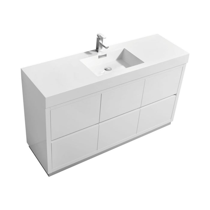 KubeBath | Bliss 60" Single Sink High Gloss White Free Standing Modern Bathroom Vanity KubeBath - Vanities KubeBath   