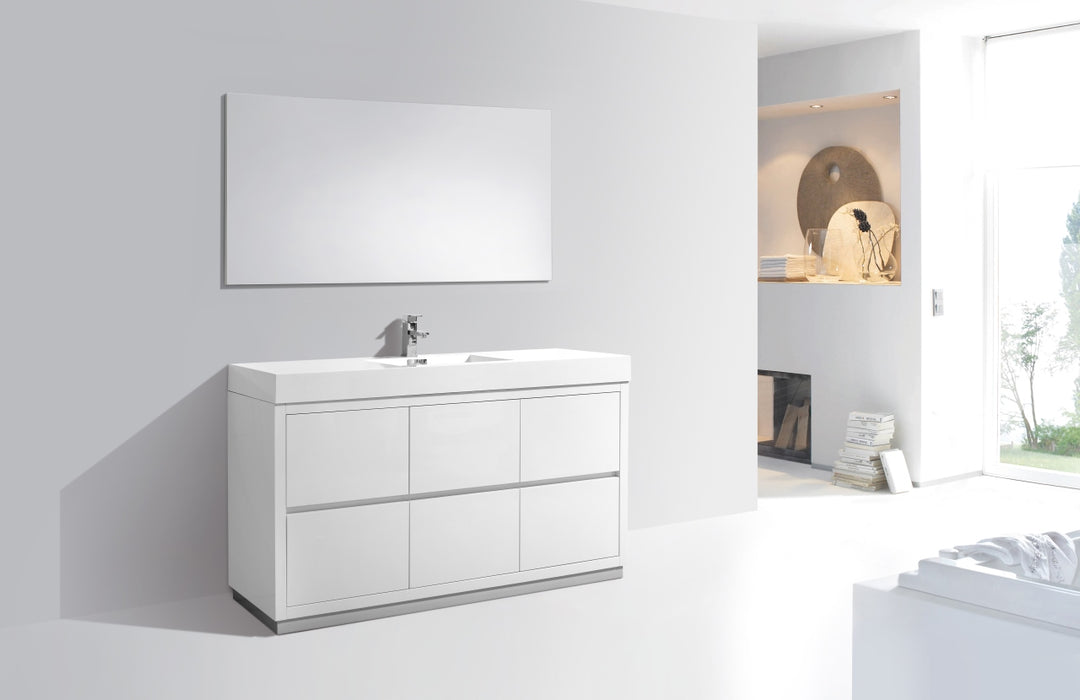 KubeBath | Bliss 60" Single Sink High Gloss White Free Standing Modern Bathroom Vanity KubeBath - Vanities KubeBath   