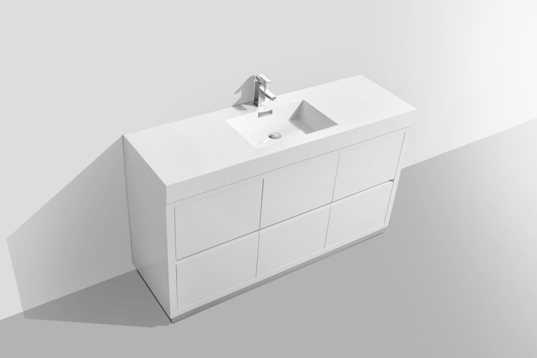 KubeBath | Bliss 60" Single Sink High Gloss White Free Standing Modern Bathroom Vanity KubeBath - Vanities KubeBath   